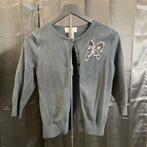 Black Cardigan with Butterfly Accent